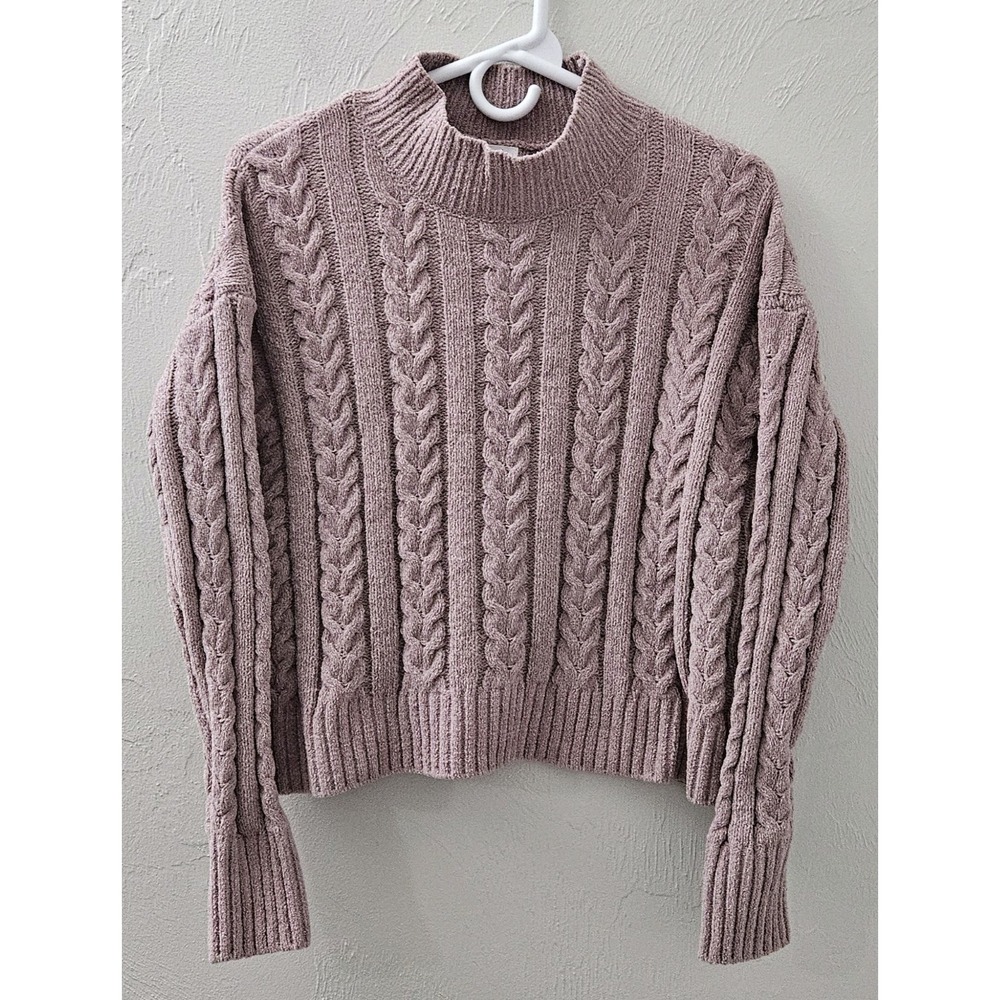 *NEW* Hippie Rose Mauve‎ Pink Size Small Ribbed Knit Cropped Mock Neck Sweater